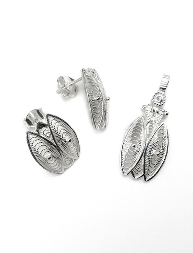 [S0142] Juegos plata filigrana hoja calado a presion