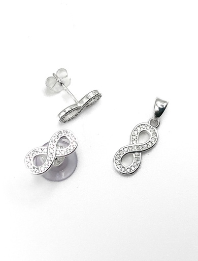 [S0207] Juegos plata infinito circon blanco a presion