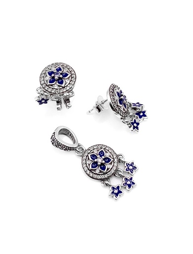 [S0220] Juegos plata redondo atrapa sueños flor azul a presion