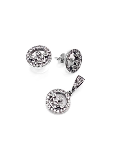 [S0224] Juegos plata redondo corona a presion