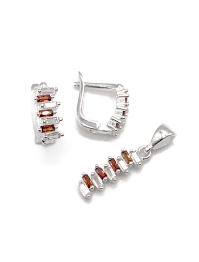 [S0234] Juegos plata rectangular con baguett tomate patente