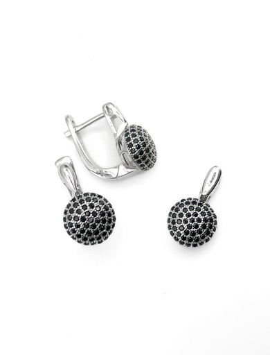 [S0274] Juegos plata bola de fuego enjoye negro patente