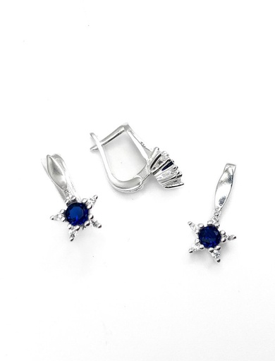 [S0296] Juegos plata estrella circon azul patente