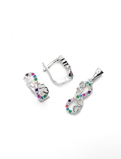 [S0329] Juegos plata infinito circones multicolor patente