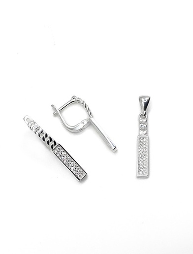 [S0357] Juegos plata tira rectangular con enjoye patente