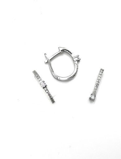 [S0358] Juegos plata ti en u con circon blanco patente