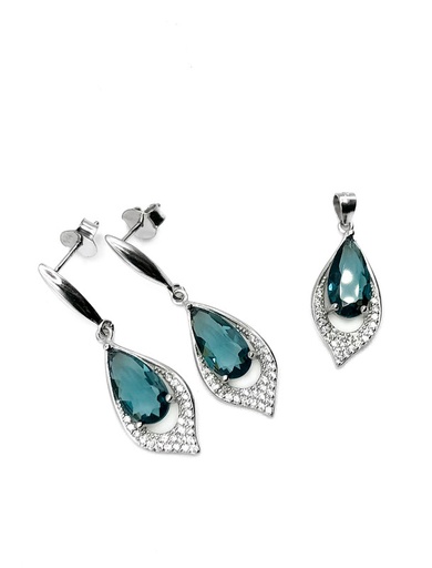 [S0363] Juegos plata gota petroleo punta circon largo a presion