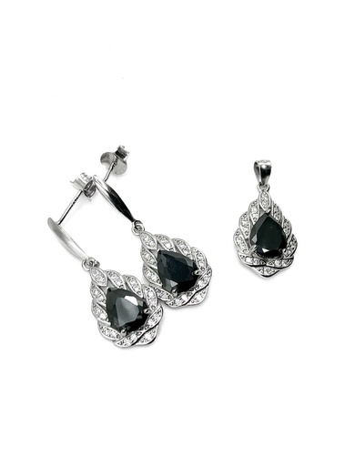 [S0367] Juegos plata gota negra espejo enjoye a presion