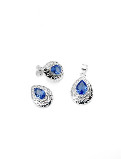 [S0404] Juegos plata piedra gota celeste espejo a presion