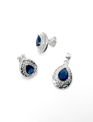 [S0405] Juegos plata piedra gota azul espejo a presion