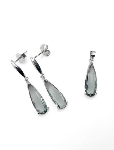 [S0408] Juegos plata piedra gota petroleo largo con aza