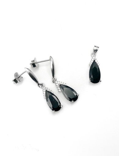 [S0426] Juegos plata gota negra largo a presion