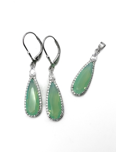 [S0430] Juegos plata gota menta largo con aza