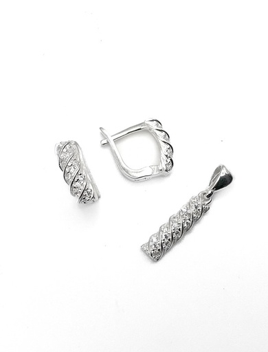 [S0434] Juegos plata tubo entrelazado circon patente