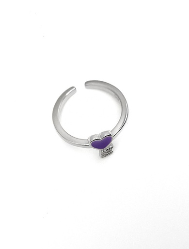 [R0095] Anillos plata llave de corazon morado
