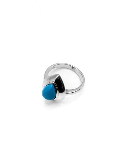 [R0770] Anillos plata tipo hoja con piedra cardenilla grande