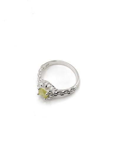 [R0779] Anillos plata aro tipo reloj piedra grande amarilla
