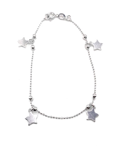 [B0035] Pulseras plata Estrellas medianas colgantes en cadena de bolitas