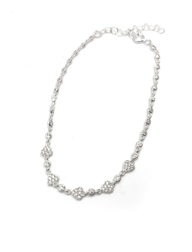 [B0047] Pulseras plata corazones pequeños piedras blancas