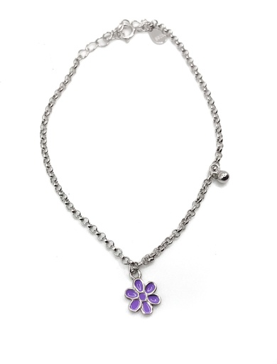 [B0060] Pulseras plata flor esmaltada morada