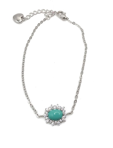 [B0064] Pulseras plata piedra turquesa natural ovalada con enjoye
