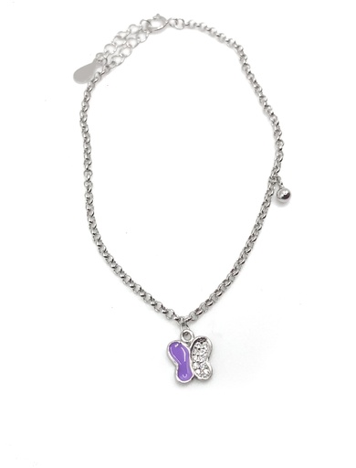 [B0066] Pulseras plata mariposa esmaltada morada y ala de enjoye