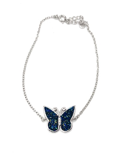 [B0071] Pulseras plata mariposa azul tornasol