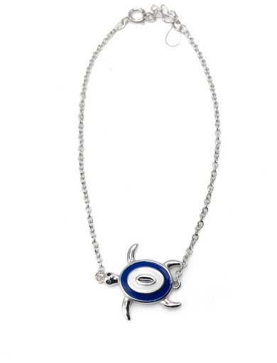 [B0093] Pulseras plata tortuga esmaltada con caparazón de ojo turco