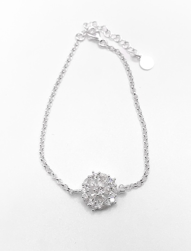 [B0131] Pulseras plata flor piedras blancas completa