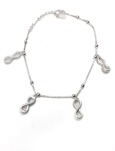 [B0143] Pulseras plata infinito con circones y lisos