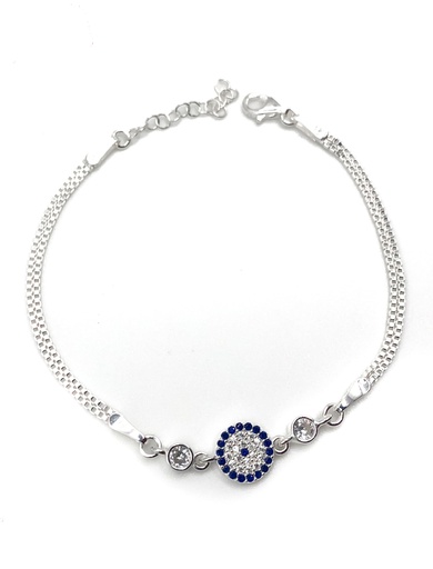 [B0154] Pulseras plata circulo enjoye azul y blanco