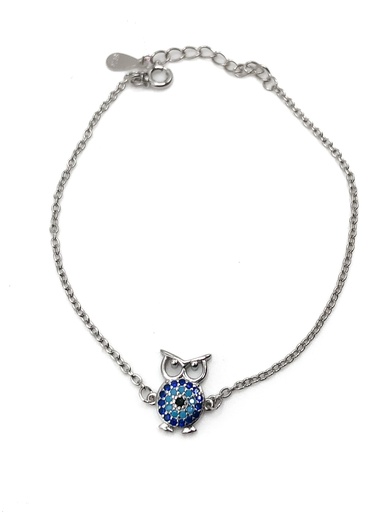 [B0158] Pulseras plata buho enjoye azul y celeste rodinada
