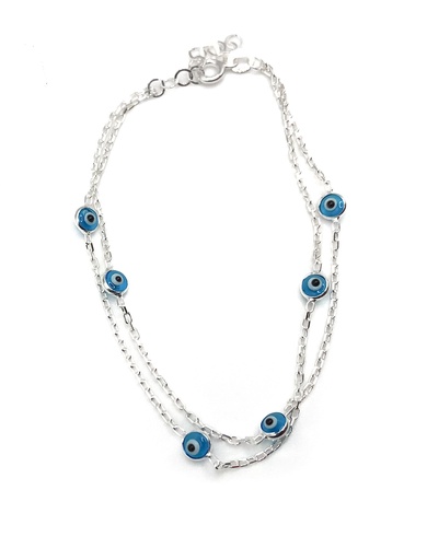 [B0160] Pulseras plata ojos turcos celestes