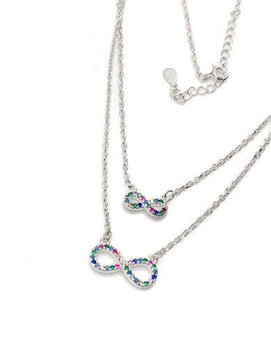 [N0054] Collares plata infinitos de piedra multicolor colgante